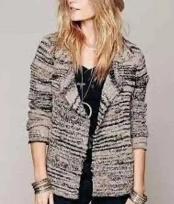 Free People Womens Zebra Yarn Double Breasted‎ blazer Size S - Image 14