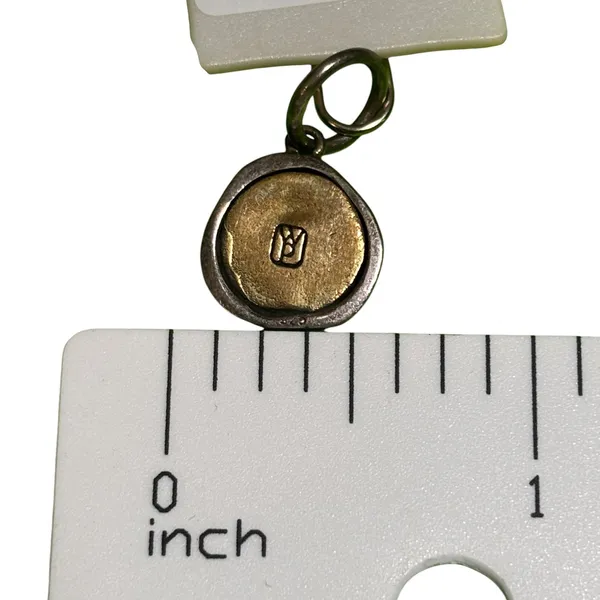 Waxing Poetic Initial N Charm Mixed Metal Sterling Silver Brass Wax Seal Pendant - Image 2