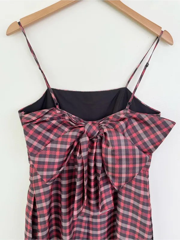 Anthropologie Hutch Plaid Bow Jumpsuit in Red 8 Classic Preppy Holiday Festive - Image 4