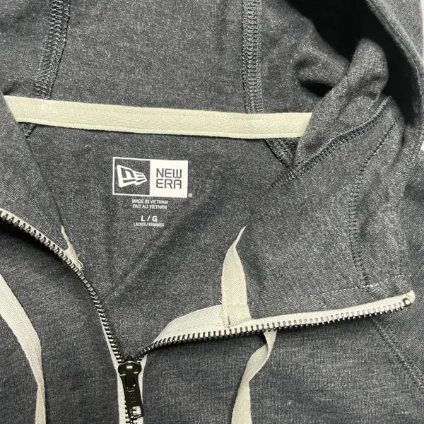 New - New Era - Women’s Grey Cotton Sueded Zipped Hoodie - Size Large - Image 10