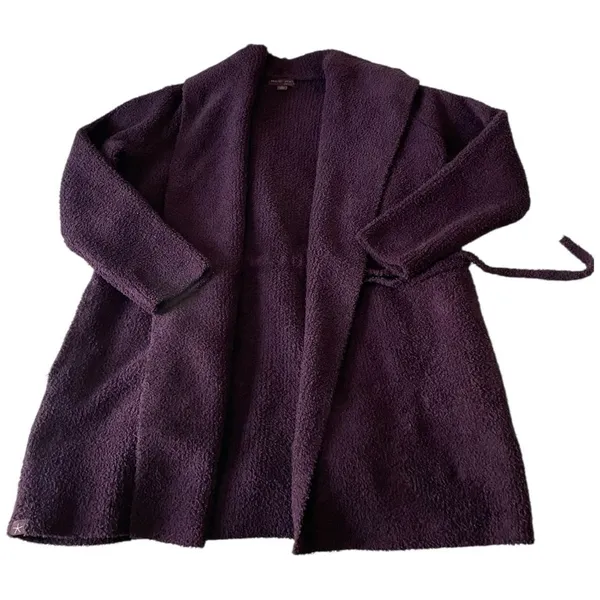 Barefoot Dreams CozyChic Plum Purple Knit Robe Size L Soft Lounge Sweater - Image 10