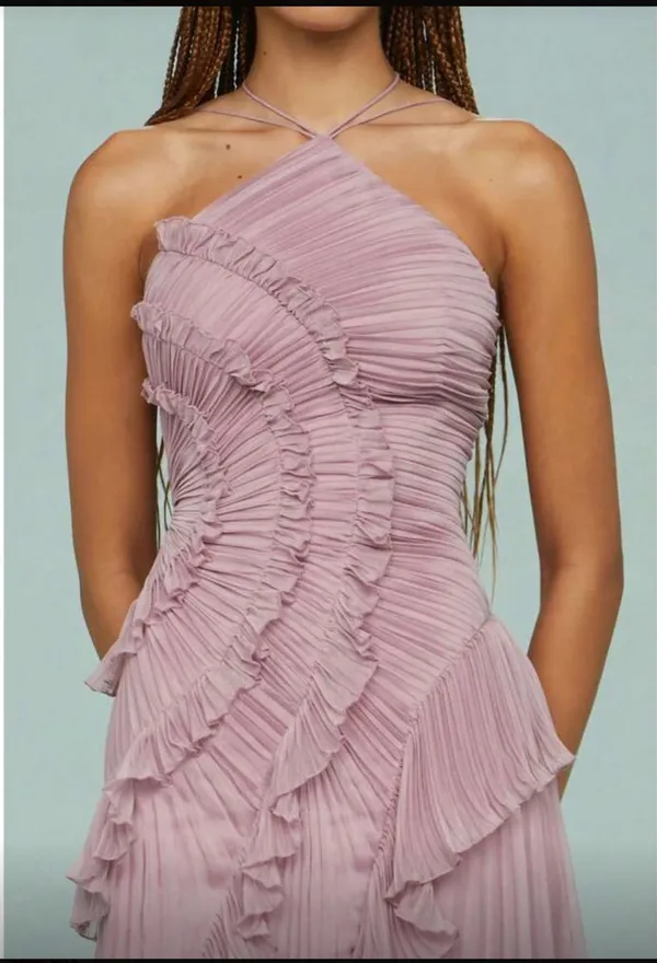 Dusty Pink Ruffle Dress - Image 5