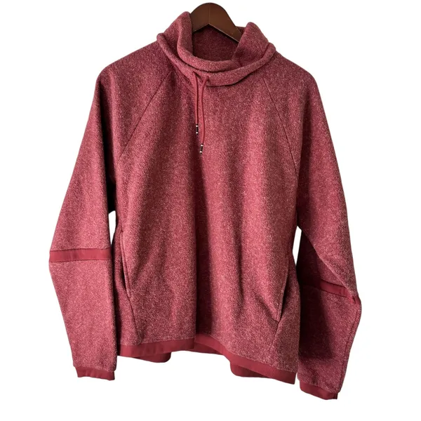 Nike Therma-FIT Pullover Hoodie‎ Women's Large Red Heathered Drawstring - Image 2