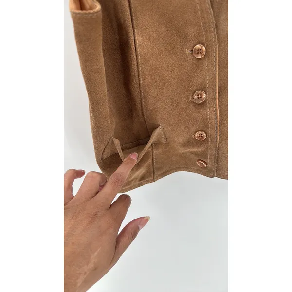 Vintage WINLIT Suede tan Vest size S western biker festival concert bohemian - Image 5