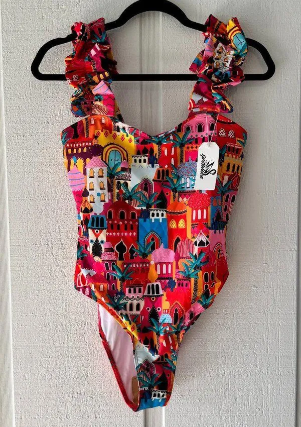 SPORLIKE Women One Piece Swimsuit Ruffle Adjustable Straps Bathing Suit Tummy Co - Image 2