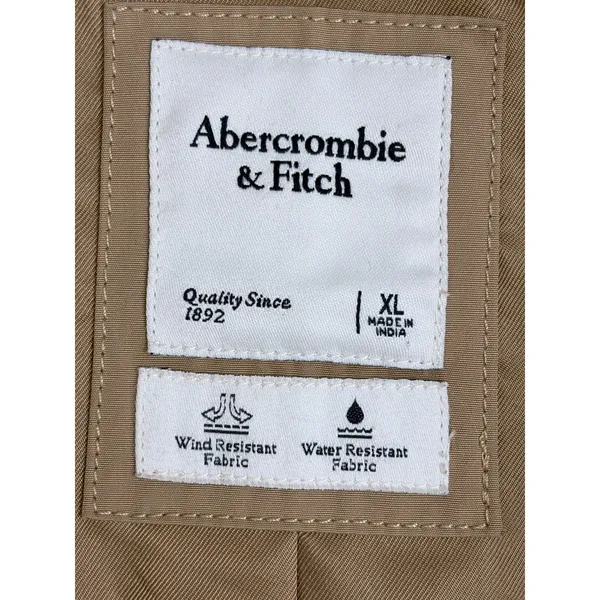 Abercrombie & Fitch Tan Trench Coat Water Resistant Belted XL - Image 3
