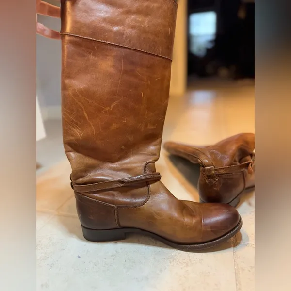 Frye Melissa Seam Riding Boot Cognac Leather Size‎ 7.5 - Image 7