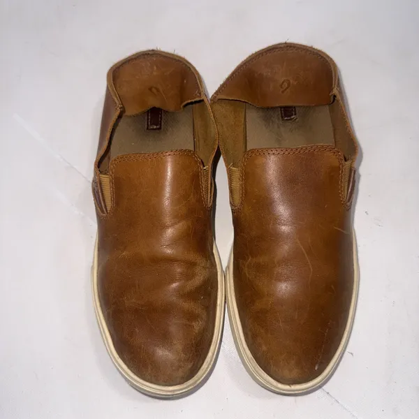 Olukai Leather Pehuea Slip On Sneaker Gorpcore Boho Convertible Shoes Brown Sz 8 - Image 3