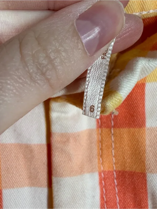 Free People Orange White She’s All That Plaid High Rise Pants - Image 4