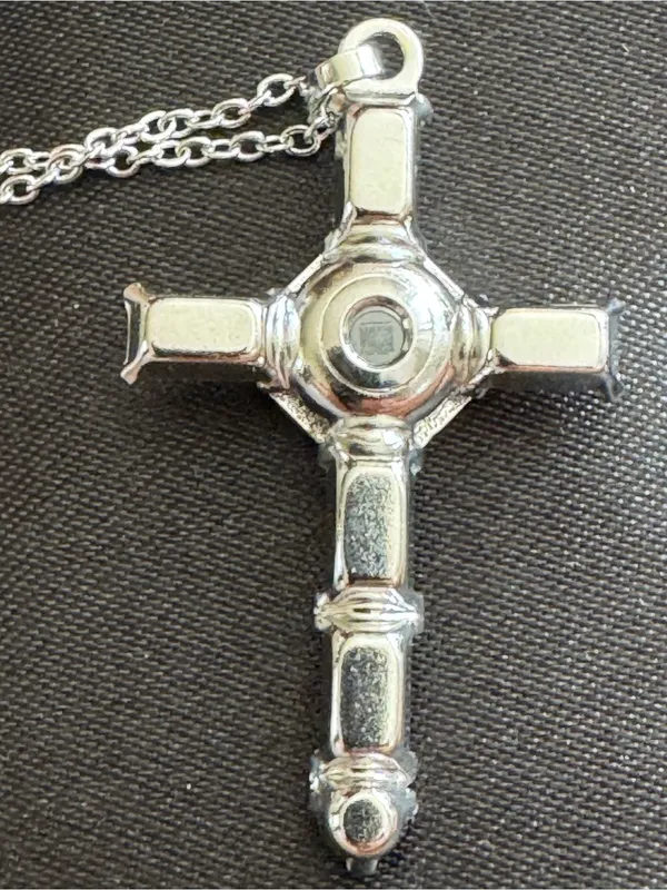 Crystal Cross Necklace 18” .925 Silver Plated Chain NIB - Image 4