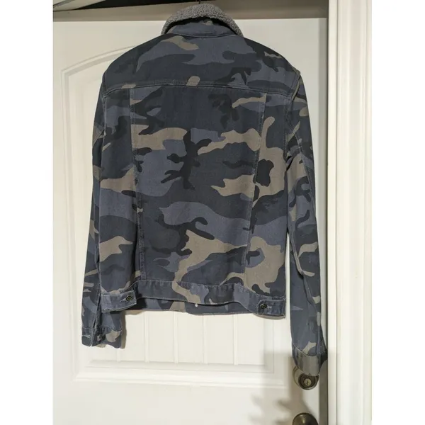American Vintage Mens Camo Pockets Long Sleeve Collared Trucker Jacket Size L - Image 10