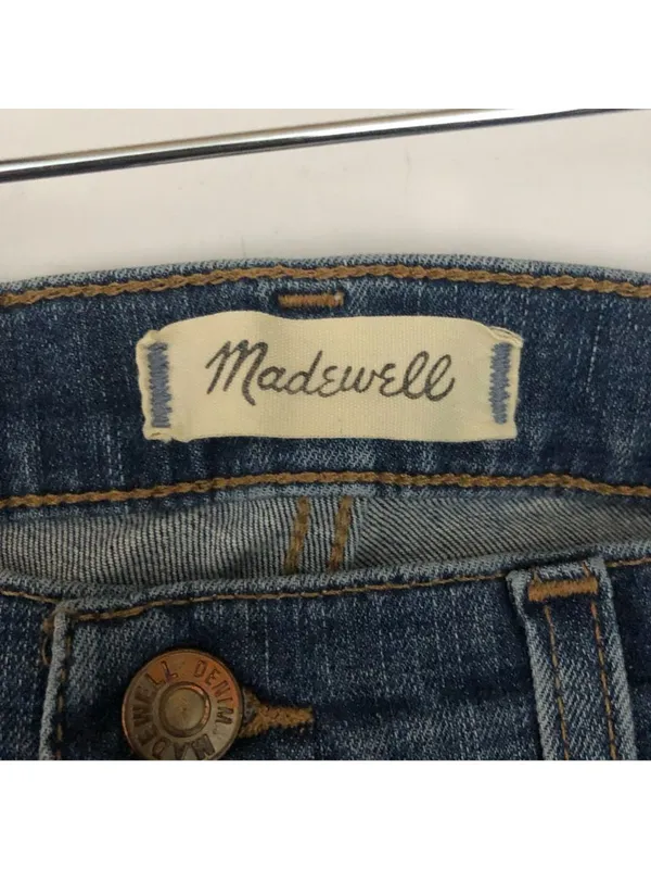 Madewell 10" High-Rise Skinny Jeans Size 26T Distressed Hem Medium Wash Denim - Image 4