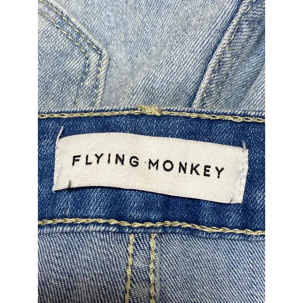 Flying Monkey Women's Blue Distressed Raw Hem Crop Straight Denim Jeans Size 26 - Image 3