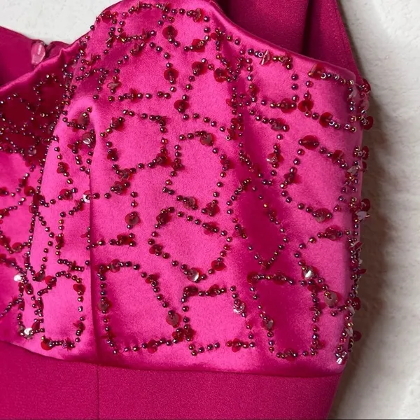 Vintage Beaded Magenta‎ Dress - Image 4