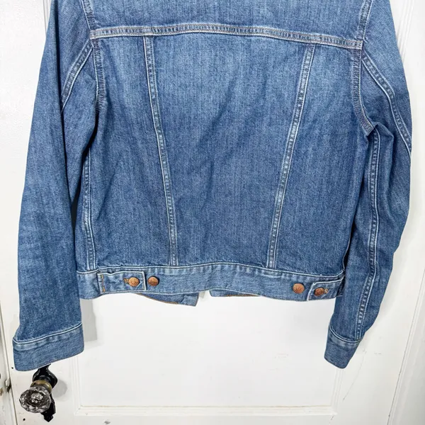 Madewell The Shrunken Stretch Jean Denim Jacket Classic Style Layering Blue S - Image 15