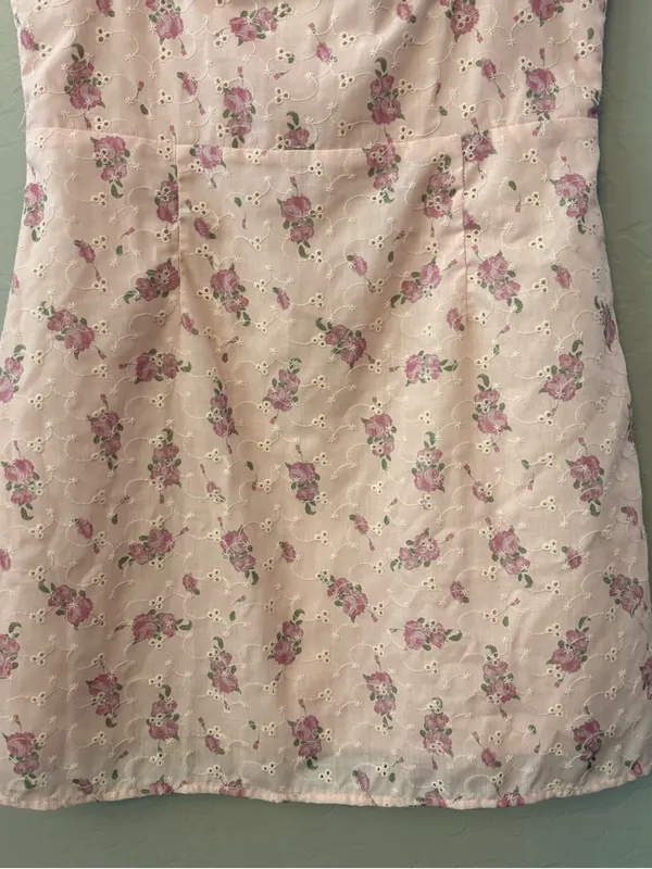 Princess Polly light pink floral eyelet sleeveless ruffle strap sundress size 6 - Image 7