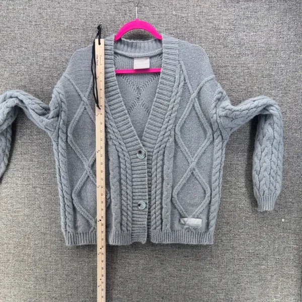 Taylor Swift The Tortured Poets Department TTPD Grey Cable Knit Cardigan MD/LG - Image 11