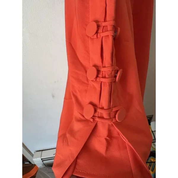 NWT Lulus Masterfully Mod Bright Orange Side Button Midi Dress Size XL Resort - Image 7