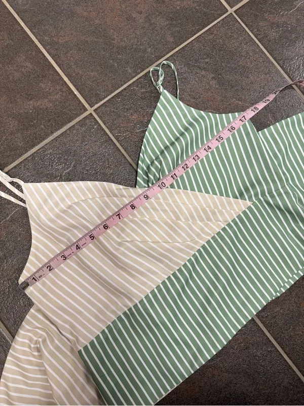 Mare Mare x Anthropologie Tie Front Striped Wrap Tank Top Green Beige Medium - Image 10