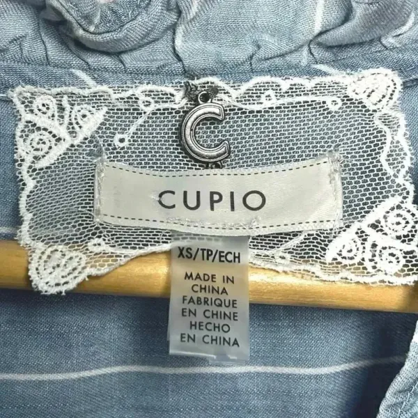 Cupio‎ Ruffled Sleeveless Chambray Top XS - Image 4