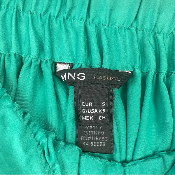 Mango CASUAL Maxi Skirt Green Satin Polyester Floor Length Elastic Waist XS - Image 11