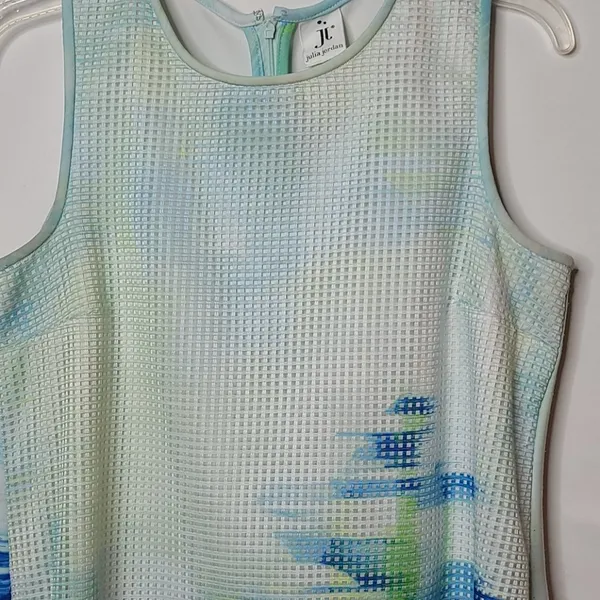 Julia Jordan sleeveless blue abstract mesh shift dress sz 6 - Image 4