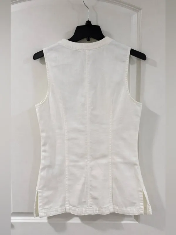 Madewell White Denim Vest Size 4 Utility Button Front Cotton Structured Top - Image 5