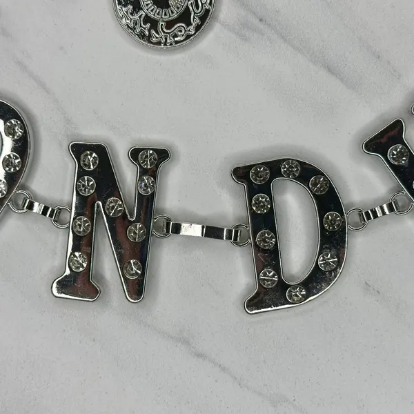 Von Dutch Rhinestone Letter Chain Belt OS ✨ - Image 6