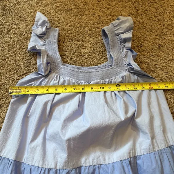 ENGLISH FACTORY Blue Colorblock Tiered Cotton Midi Dress Sz Medium - Image 4