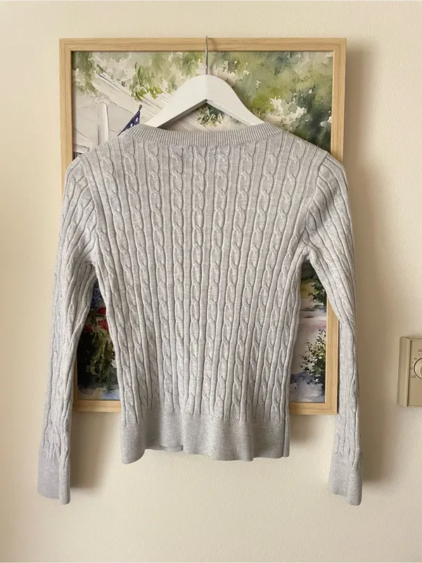 Abercrombie & Fitch Y2K Cropped Cable Knit Crewneck Sweater Small - Image 5