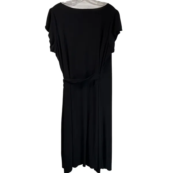 Studio M Black Wrap Dress Flutter Sleeve V-Neck Knee Length XL 9U00652K NEW - Image 3