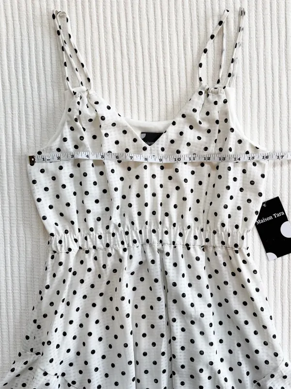 NWT Polka Dot Tiered Ruffle Maxi Dress White Size 8 - Image 4