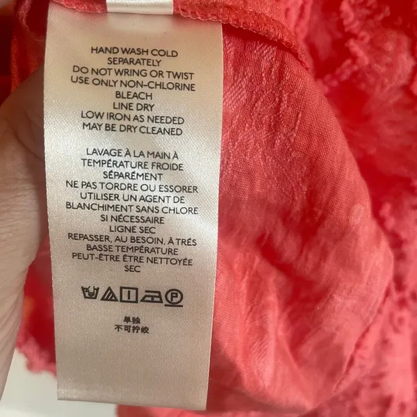 By Anthropologie Amber Tank Top Coral Ruffle Criss-Cross Straps Textured size XL - Image 9