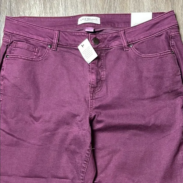 Lane Bryant Mid-Rise Essential Stretch Girlfriend Crop Purple Jeans - Image 2
