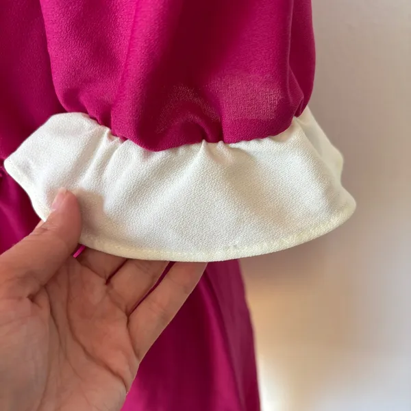 Vintage 70s 80s Pink and White Short Sleeve Midi Dress - Image 11