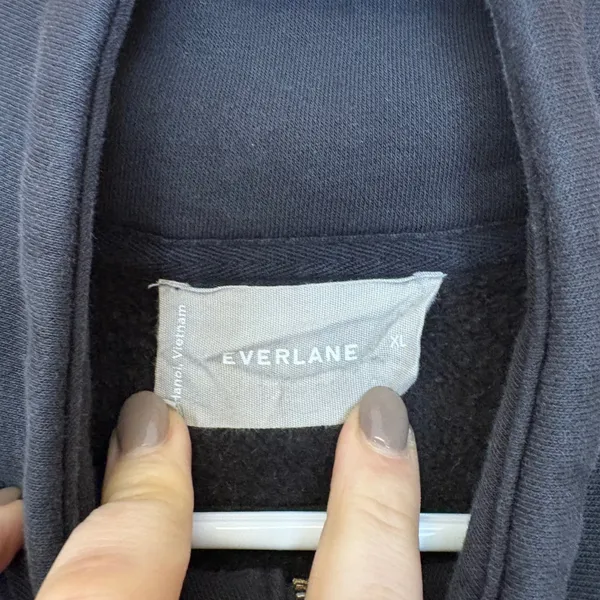 Everlane ReTrack Quarter-Zip Sweatshirt Women‎ XL Black Fleece Pullover - Image 4