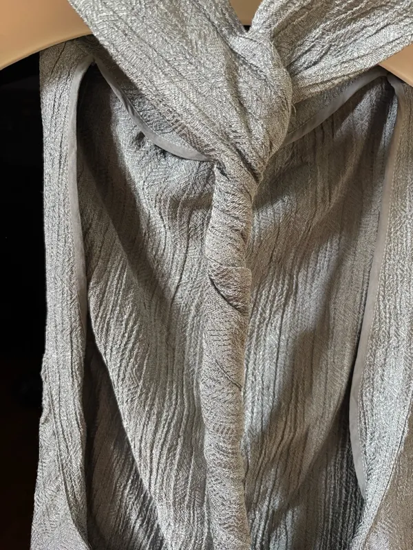 Zara Metallic Silver Textured Draped Top - Image 8