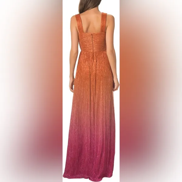 Dress the‎ Population Meredith Metallic Ombré Cutout Plissé Gown - Image 4