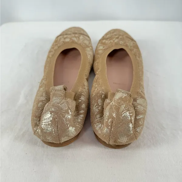 Unknown Suede‎ Metallic Floral Ballet Flat in Brown Silver Size 7 or 37 - Image 2