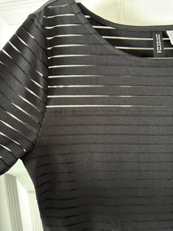 Divided H&M Black Long Sleeve Mesh Panel Overlay Bodycon Midi Dress - Size M - Image 5