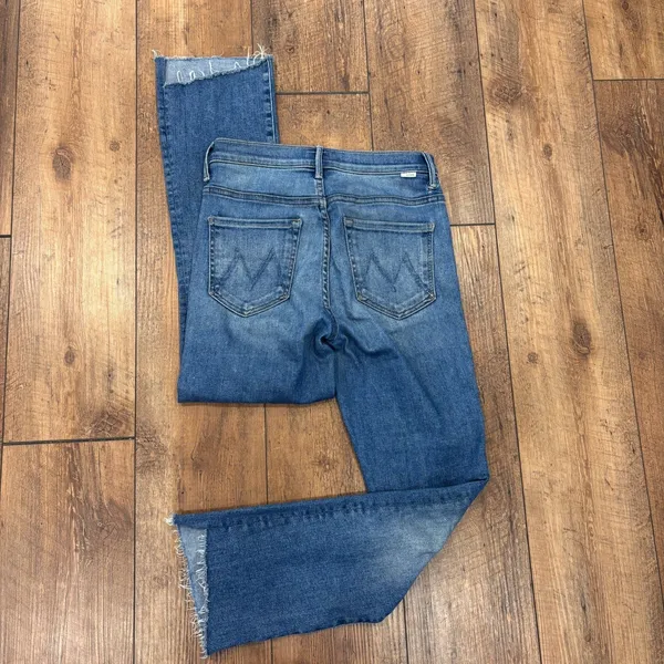 MOTHER Size 26 The Insider Crop Step Fray Jeans Hey Sun Wash Raw Hem High Rise - Image 5
