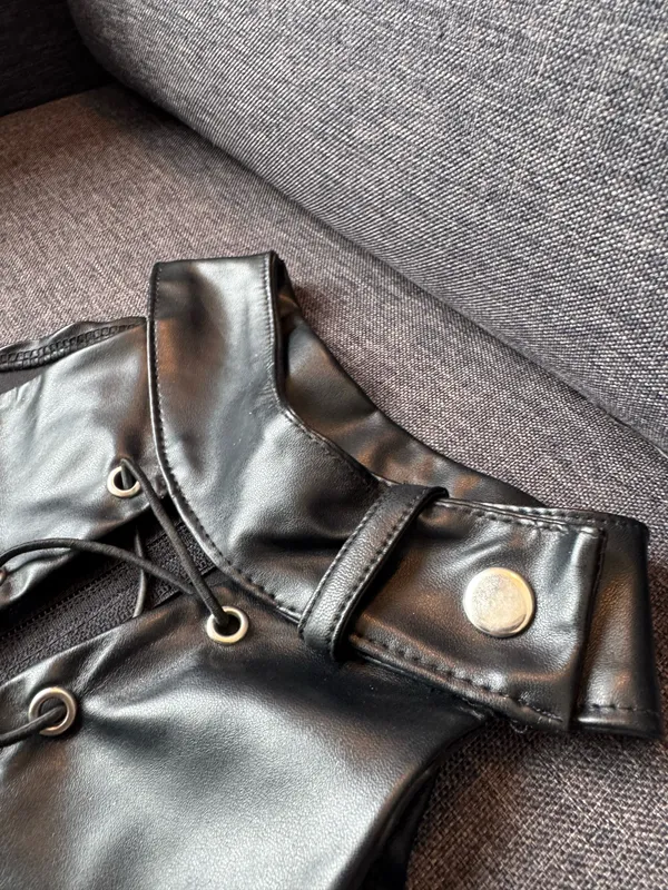 Black Leather Top Size M - Image 4
