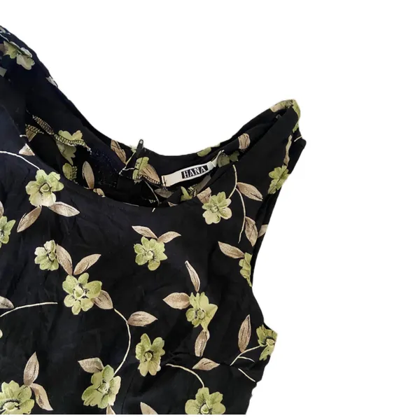 Vintage 90s Black Floral Hawaiian Mini Sun Dress 🔥 - Image 2