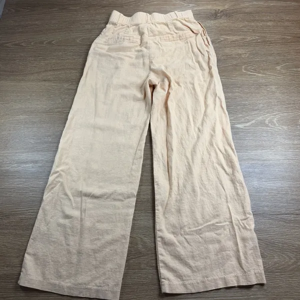 Abercrombie & Fitch Womens S Short Linen Blend Wide Leg Pants Peach High Rise - Image 14