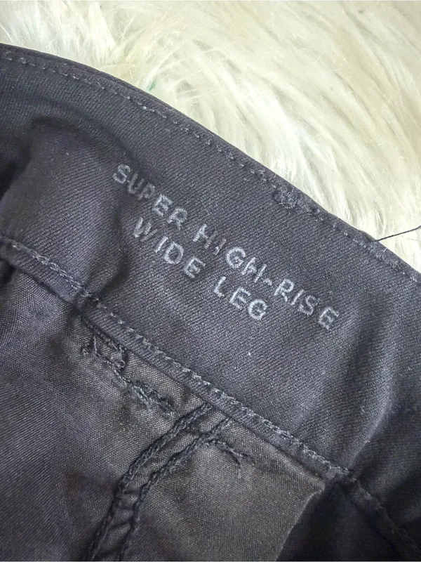 American Eagle Super High Rise Wide Leg Pants Size 8 Black Stretch Trousers - Image 7