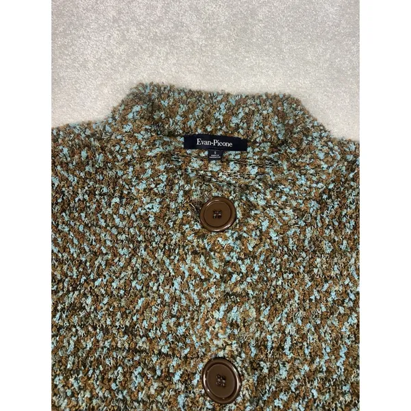Evan Picone Cardigan Womens‎ Petite Small Buttons Coastal Grandma Chunky Knit - Image 4
