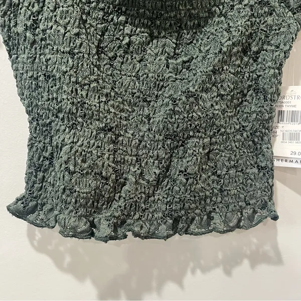 NWT Ten Sixty Sherman shirt Nordstrom Small Green Crop‎ Lace STRETCHY NEW - Image 3