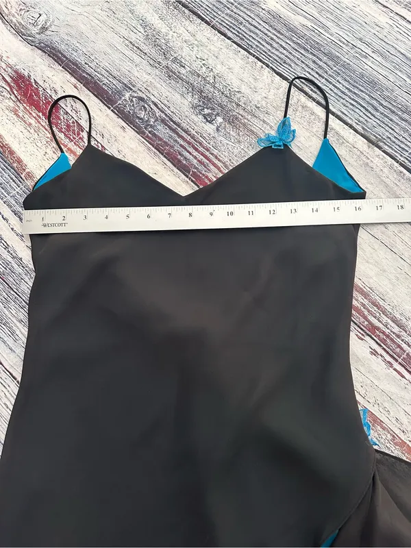 Vintage Zum Zum By Niki Livas Black & Blue High-Low Slip Dress - Image 11