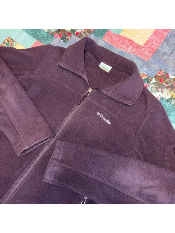 Columbia Women's Medium Purple Outdoor Fleece Jacket Cozy Warm Full Zip - Image 2