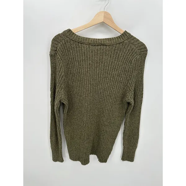 Natural Reflections Green Knit Fisherman Sweater Women‎ Sz M Earth Fall Minimal - Image 2